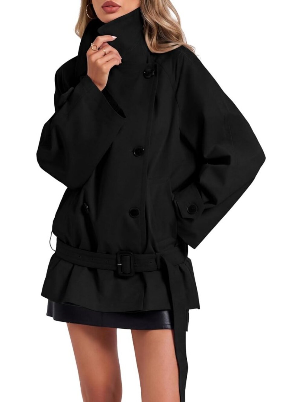 Cropped Double Breasted Trench Coat with Belt | Stylish Fall Jacket for Women